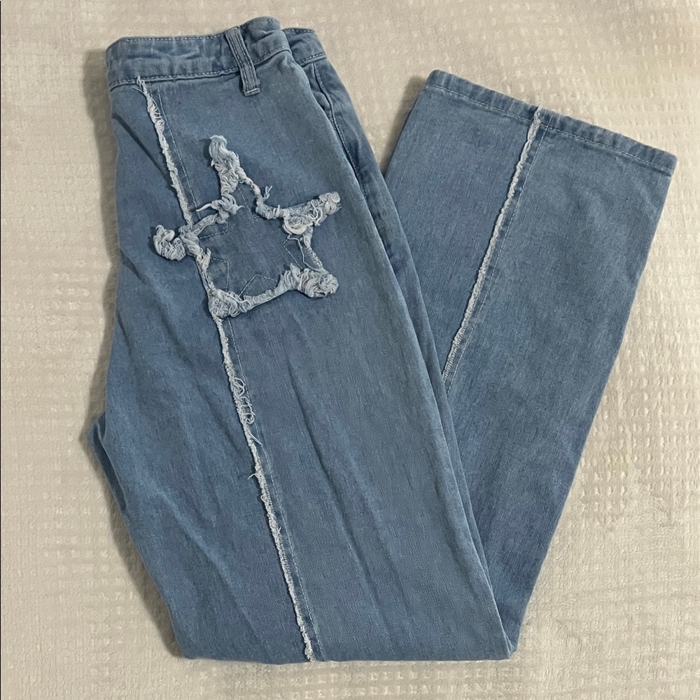 Kids Blue Star Patch Jeans